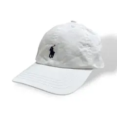 【極美品】 ポロラルフローレン ベースボールキャップ ホワイト 白 ロゴ 刺繍