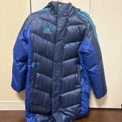 adidas サッカーベンチコート　ネイビー・ブルー