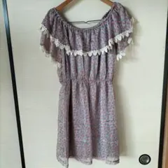 花柄 オフショルダー ワンピース