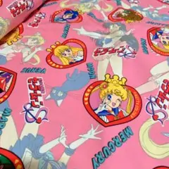 ピンク　セーラームーン プリント生地 オックス生地