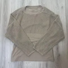 かぎ編みニット　レイヤード　トップスのサムネイル