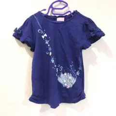 メゾピアノ ショルダー 青 貝殻デザイン Tシャツ ビジュー 半袖