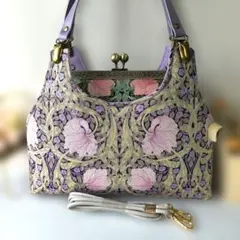 ウイリアムモリス♥あおりがま口バッグ♥ハンドメイド