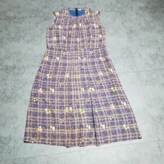 花柄ワンピース ノースリーブワンピース プリーツワンピース レトロ M