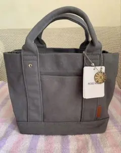 ミニトートバッグ 帆布　小さめトートバッグ　キャンバス 3仕切り ダークグレー