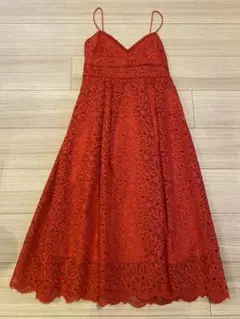 新品未使用 タグ付き LilyBrown ワンピ ドレス 総レース 豪華 レッド