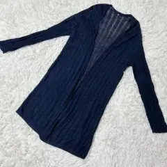 【c6037】UNIQLO カーディガン　ネイビー　長袖　麻混