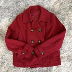 赤 ダブルブレスト ピーコート サイズM