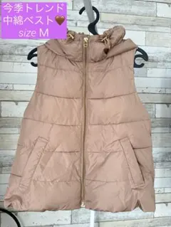 【AGbyaquagirlフード付き中綿ベスト】M 美品　ベージュブラウン