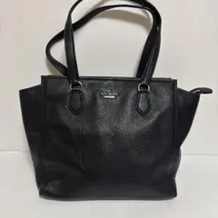 kate spade 黒 レザー トートバッグ
