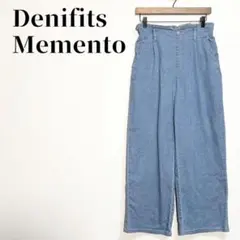 Denifits Memento　ハイウエストワイドデニム　タック　ブルー　M