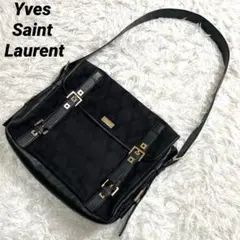イヴサンローラン　YSL ショルダーバッグ　黒金　ブラック×ゴールド　A4大容量
