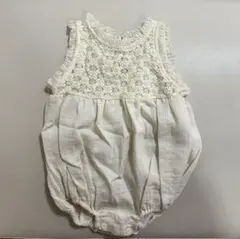新品未使用　hibyebebe 80 韓国子供服　ロンパース　レース　シアー