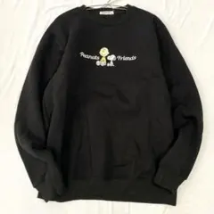 【ピーナッツ】スウェット トレーナー クルーネック スヌーピー刺繍 裏起毛 LL