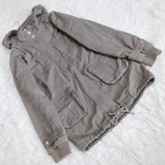 【ドスチ】 (М) オリーブグリーンフード付きモッズコート パーカージャケット