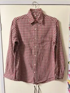 【M】ユニクロ　イネス　長袖ブラウス　シャツ　チェック柄　コットン