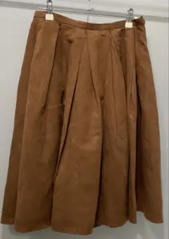 ブラウン スエード風 フレアロングスカート