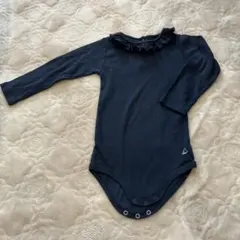 紺フリル付きロンパース（長袖）　ラメ入り