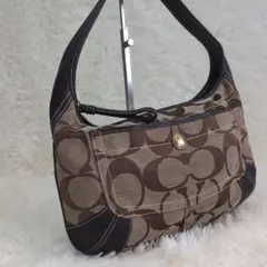 ◆COACH コーチ◆シグネチャー ワンショルダー　レザー　ハンドバッグのサムネイル
