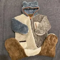 【BREEZE】クマ耳フード付きフリースロンパース