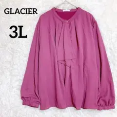 グラシア 裏起毛 リボンタイブラウス『3L』あずき色 ポリエステル 大きいサイズ