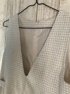 grove Vネック ノースリーブ ロングワンピース チェック柄