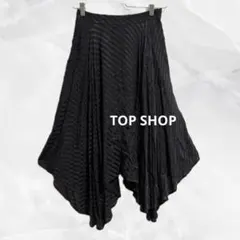 c360【トップショップ】斜めストライプ変形スカートミディサイドジップバルーン