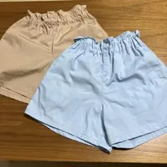 ベージュ・ライトブルー 半ズボン 2点セット　子供服130cm 西松屋