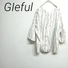 GIeful 花柄 五分袖 オーバーサイズシャツ　L フリル袖　☆2875