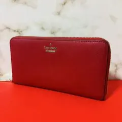 0126 kate spade ラウンドファスナー レッド レディース 長財布