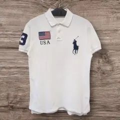 【希少】ラルフローレン ビッグポニー ポロシャツ USA ホワイト Mサイズ