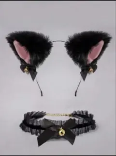 猫耳カチューシャ チョーカー 2点セット コスプレ