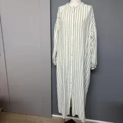 ニコアンド　ストライプ 長袖 ロングシャツワンピース