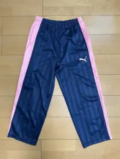 PUMA ストライプジャージパンツ ネイビー/ピンク