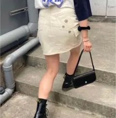 Who's Who gallery フラワーデニムミニスカート　刺繍