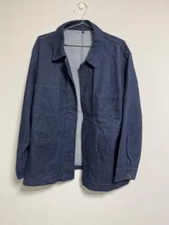 無印良品　木の実から作ったカポック混デニム　カバーオール紳士ＸＬ・ダークネイビーのサムネイル