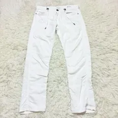 8716 ジミータヴァニティ Blackie白デニムパンツ L リアルレザー