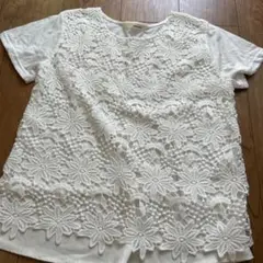 レース花柄 白TシャツMサイズ