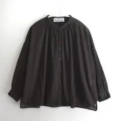 美品 マリンフランセーズ スタンド ギャザー ブラウス