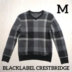 ブラックレーベルクレストブリッジ　ニット　Vネック　チェック　Mサイズ　三陽商会