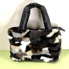 C24 ミンクファーバッグ マルチカラー ファートートバッグ リアルファー