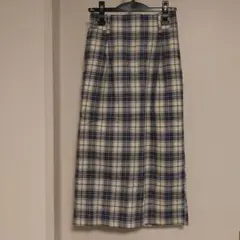 ローリーズファーム チェック柄タイトスカート ストラップ付き ネイビー ホワイト