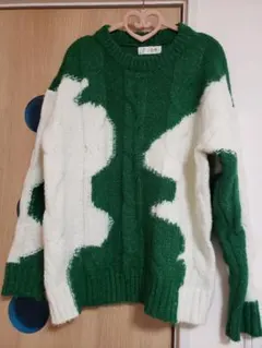 セーター　白　緑