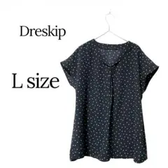 Dreskip ドット柄フレンチスリーブブラウス 半袖 Lサイズのサムネイル
