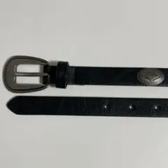 ヴィンテージ風 レザーベルト ブラック コンチョ付き レディース