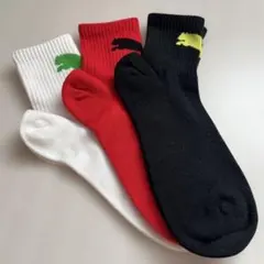 PUMAソックス 23~25cm 3足セット ホワイト ブラック レッド