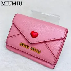 miumiu ミュウミュウ マドラス ラブレター ハート 三つ折り財布 ピンクのサムネイル