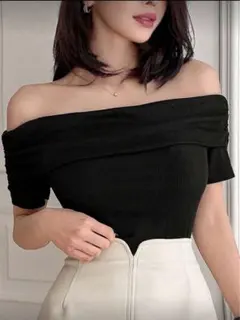 Dazy ブラック オフショルダー トップス S