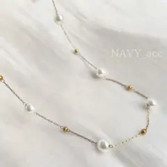 △【巾着付き】ネックレス パール ゴールド フォーマル チタン おしゃれ #1