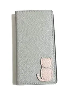 iPhone 13 mini 手帳型ケース　猫グレー